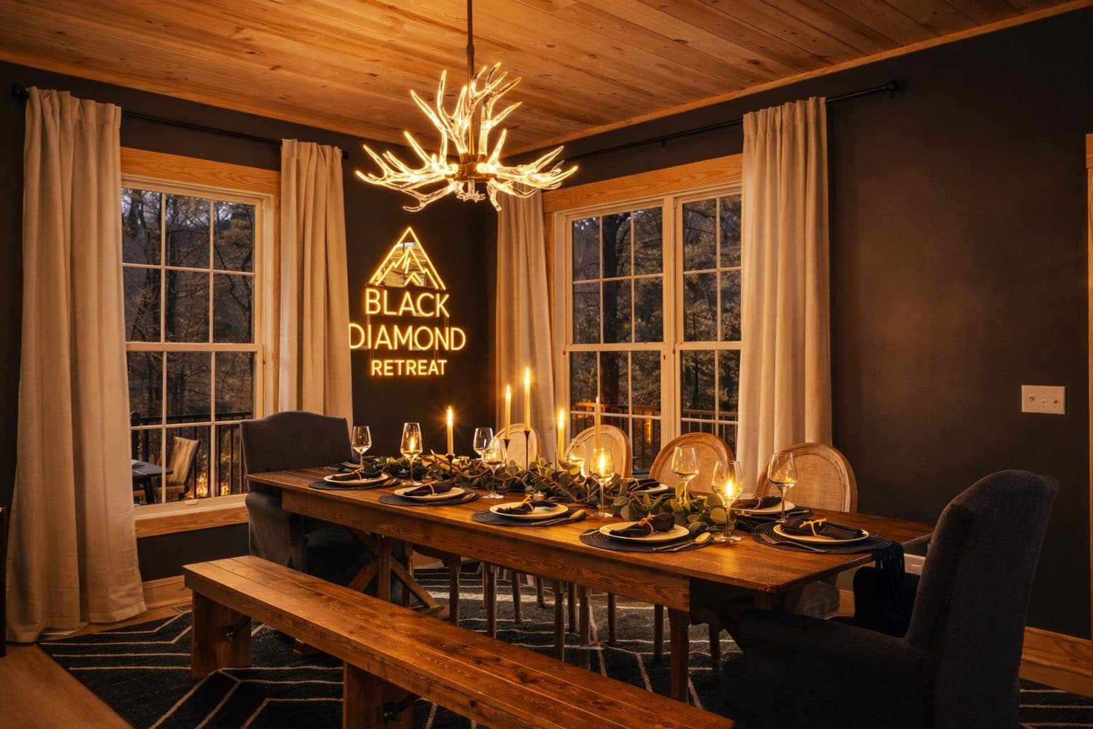Candlelit dining room