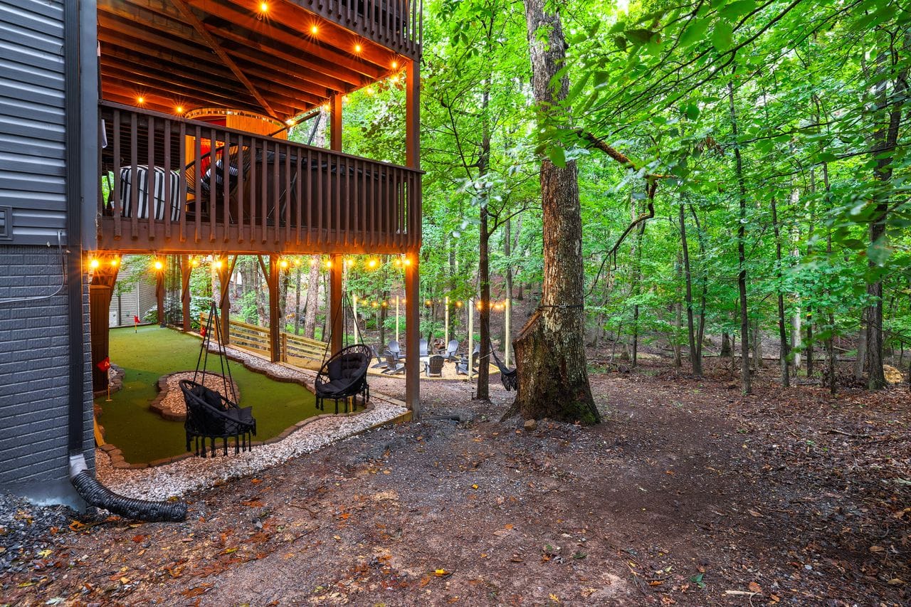 Private mini golf and hanging chairs