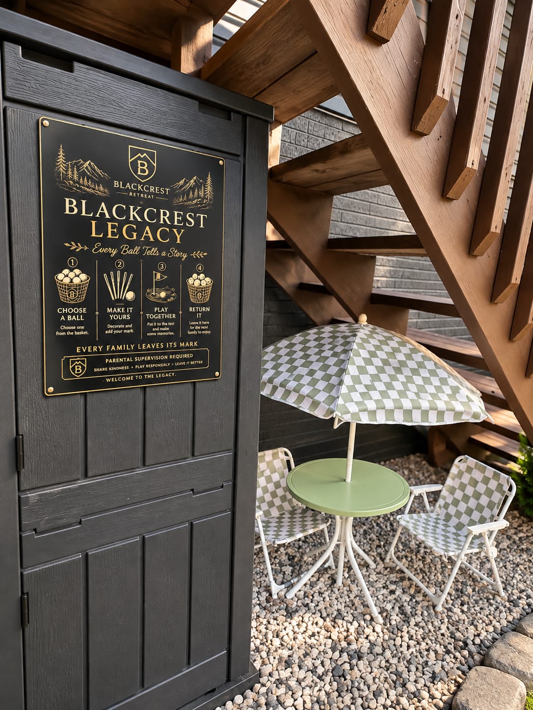 Blackcrest Legacy golf-ball painting station signage